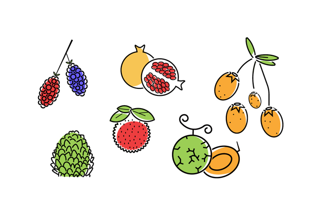 简单水果线框图标素材
