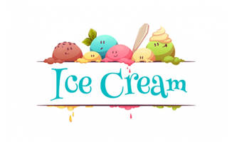 卡通彩色融化冰淇淋夏季