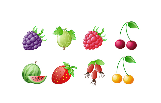 卡通水果香瓜红梅西瓜素材设计