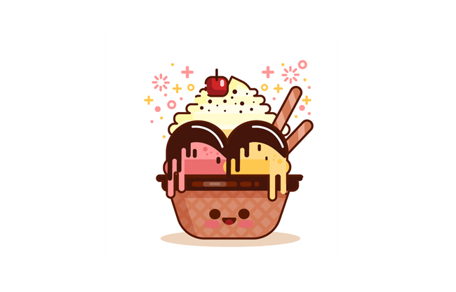 甜筒冰淇淋卡通可爱素材下载