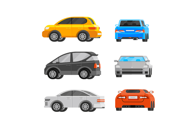 6种不同类型小车素材