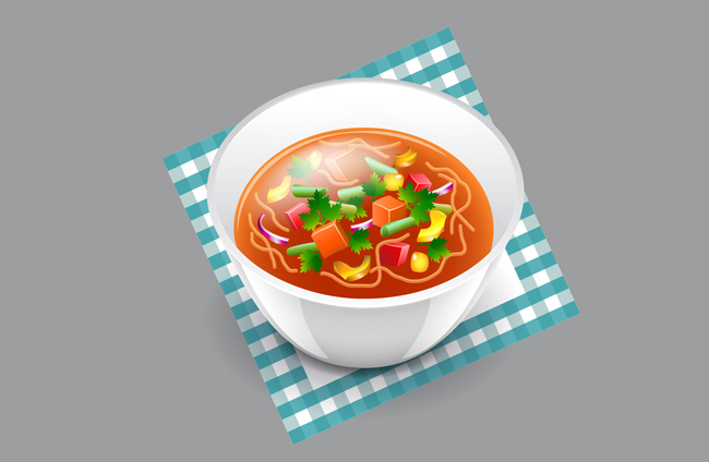 卡通精美面条汤锅美食食物元素素材下载