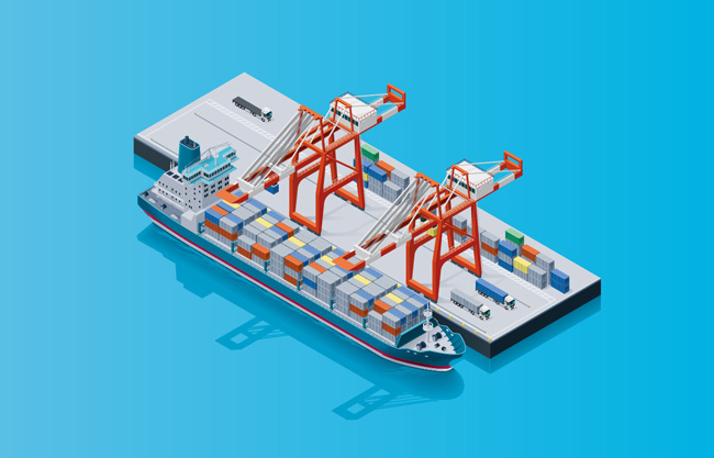 港口货船集装箱素材设计矢量