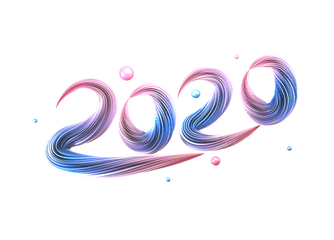 创意彩色字体2020年数字设计素材