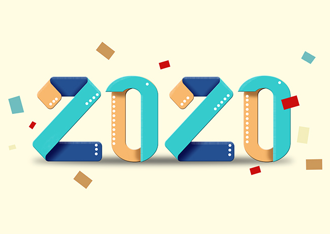 电影胶卷创意2020年新年快乐海报背景设计
