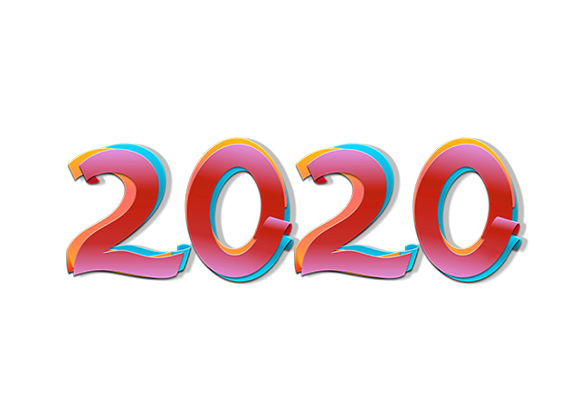 数字重叠创意2020年新年快乐造型设计