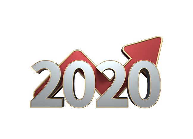 红色调2020业绩增收计划字体设计