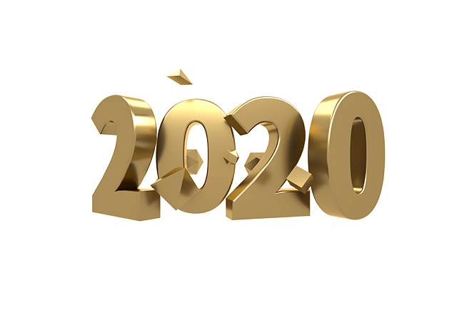 金色质感2020新年数字字体设计素材