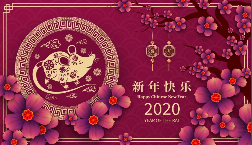 红色喜庆新年海报2020年背景设计
