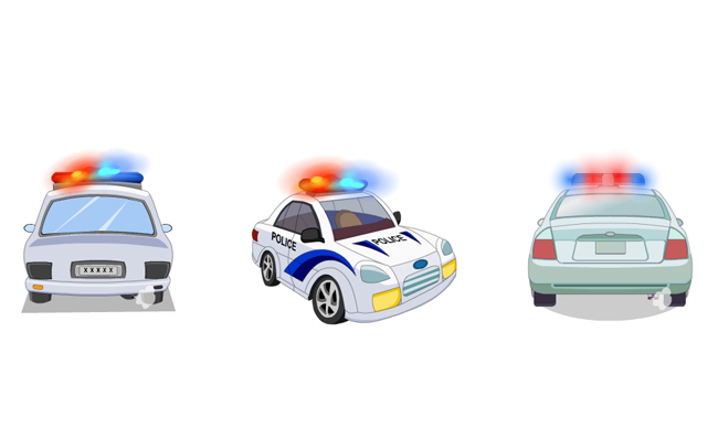警车二维动画警灯闪烁的效果素材