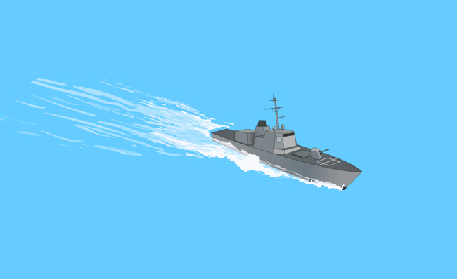 在海上行驶中军舰二维动画素材