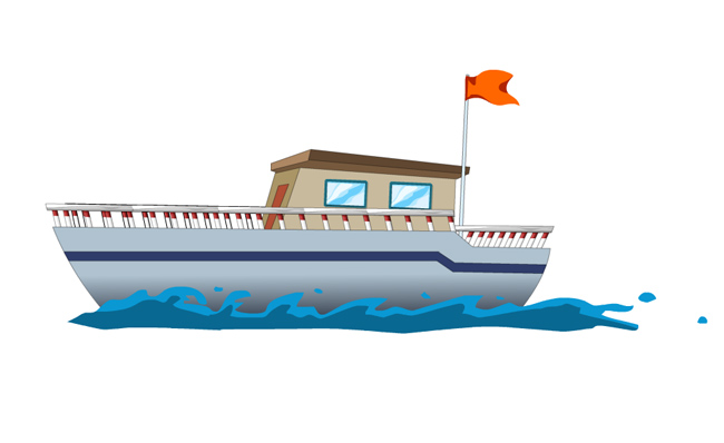 插有旗子的游轮船只动画视频素材