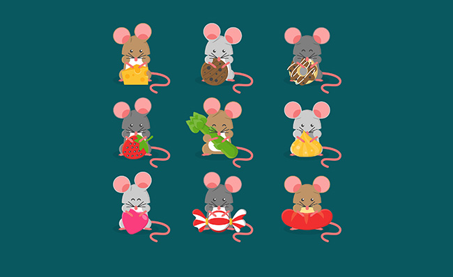 吃糖果的老鼠动漫表情包矢量素材