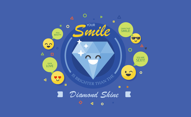 可爱笑脸钻石和表情圆脸矢量素材