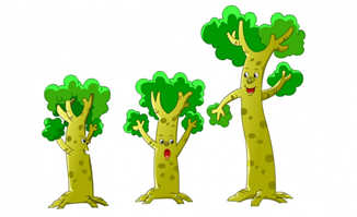 卡通手绘动漫大树植物素