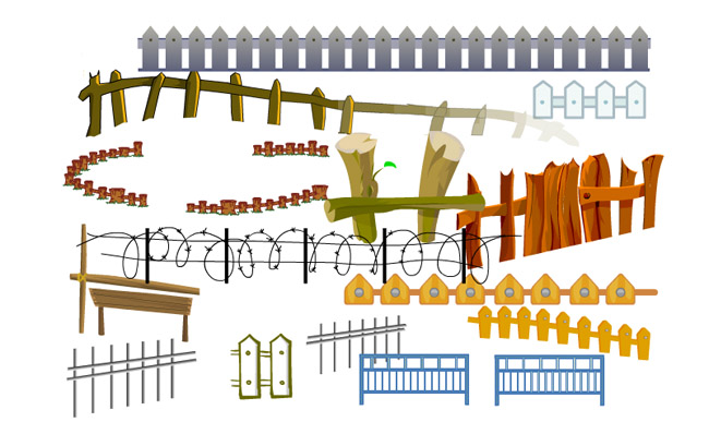 城市建筑各种手绘动漫护栏道具素材