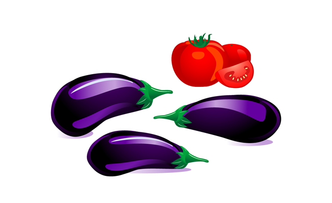 茄子番茄蔬菜素材矢量