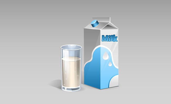 盒装牛奶和牛奶杯素材设计