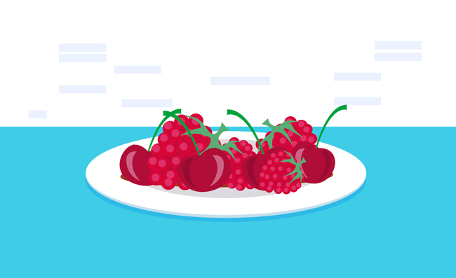 水果拼盘红梅樱桃食物矢量图