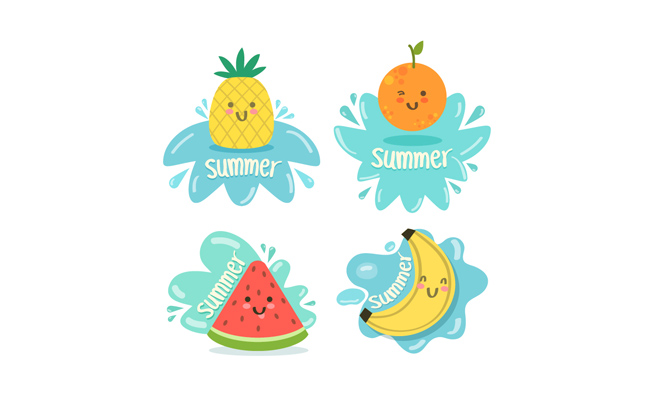 夏季可爱水果标签矢量素材