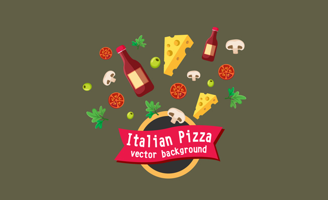 意大利披萨原材料元素矢量素材
