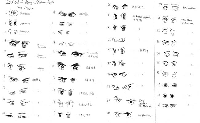 【151种动漫人物眼睛】画法图片学习资料