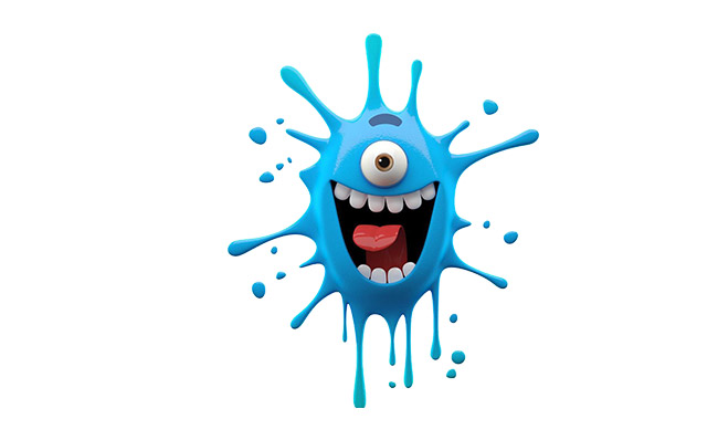 蓝色水球状细菌卡通动漫形象设计
