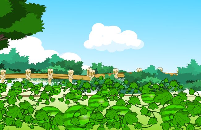 种植西瓜的庄园手绘二维动漫背景设计