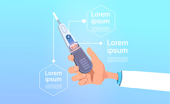 医生拿体温计的动作插画矢量素材