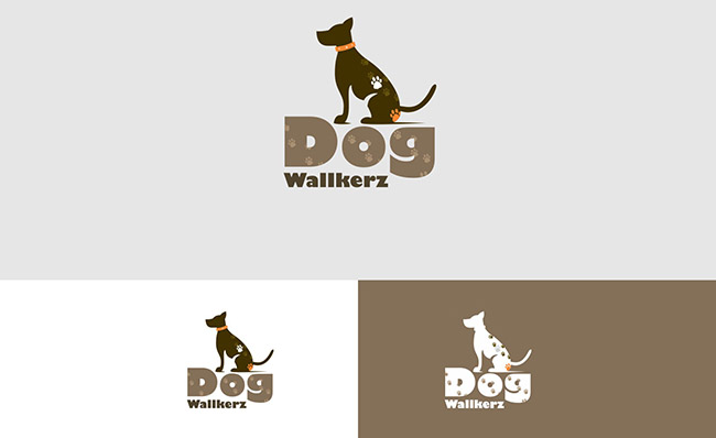 卡通英文字母宠物狗组合的logo设计素材