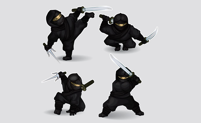 穿黑衣服的武者手绘动漫人物动作设计