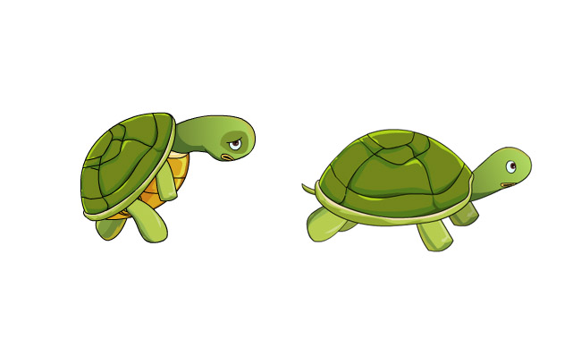 乌龟走路和爬行的动作小动画素材