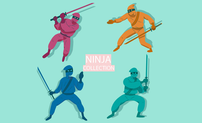 拿剑的人各种武术动作插画背景设计