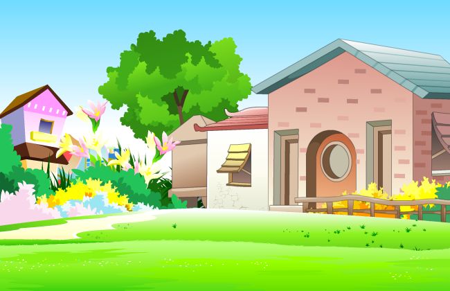 现代房屋建筑独栋房子外面的草坪场景
