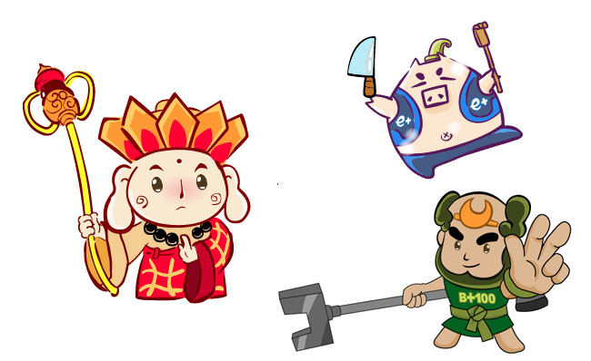 唐僧猪八戒沙僧手绘卡通插画素材