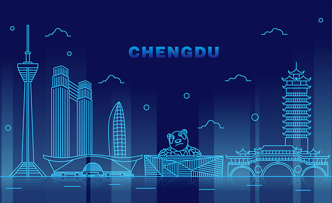 成都标志性建筑mbe背景设计素材