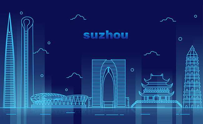 苏州城市建筑mbe线条背景设计素材
