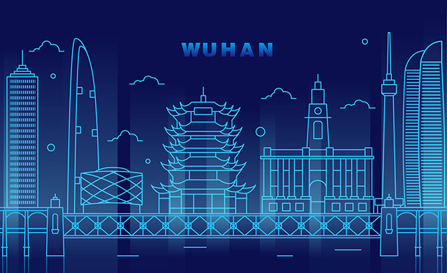 中国武汉城市建筑mbe线条背景矢量素材