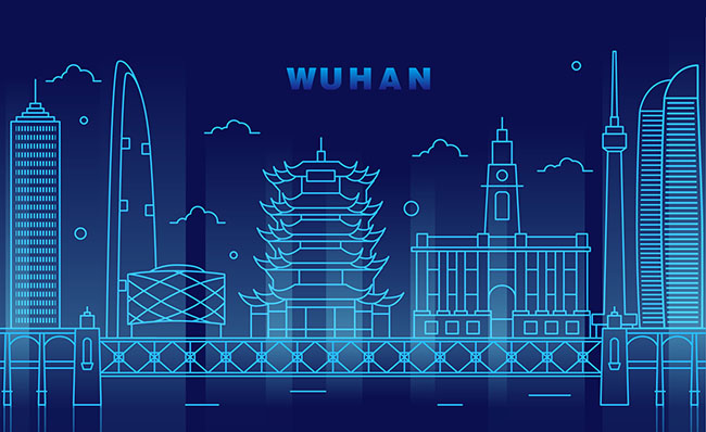中国武汉城市建筑mbe线条背景矢量素材