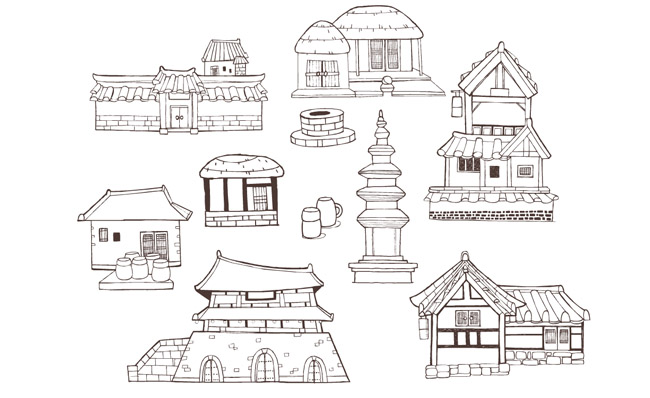 中国风古代建筑物场景动漫动画资料素材
