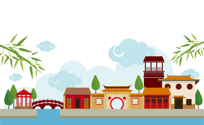 MG动画宣传片中国古镇渔村建筑背景设计