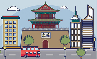 古建筑东镇城楼建筑扁平