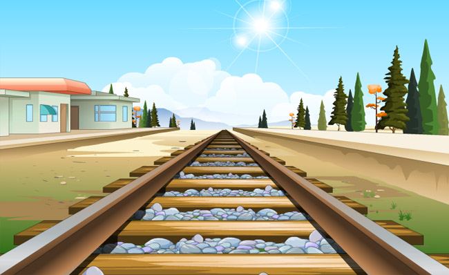 铁路轨道高铁轨道手绘an动画视频场景设计