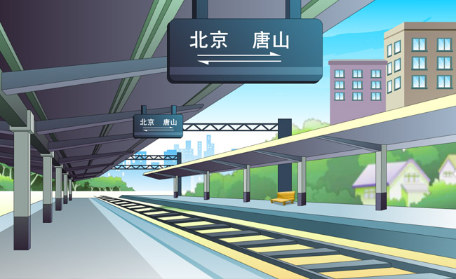 中国高铁站an动画宣传片手绘卡通场景设计