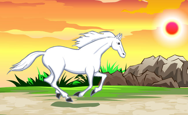 在野外奔跑的白马an动画源文件素材