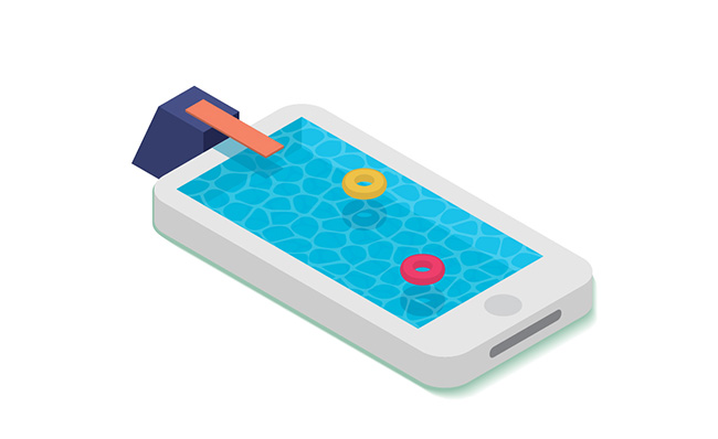 创意2D手机泳池矢量图片