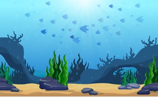 海底世界鱼群风景矢量素