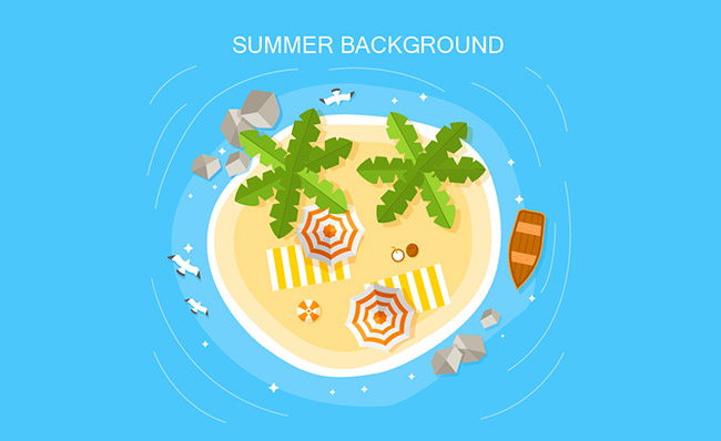 夏季度假沙滩俯视图矢量素材