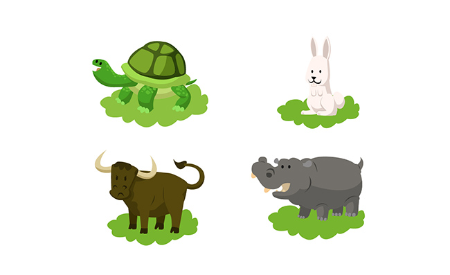 4只可爱的卡通小动物素材