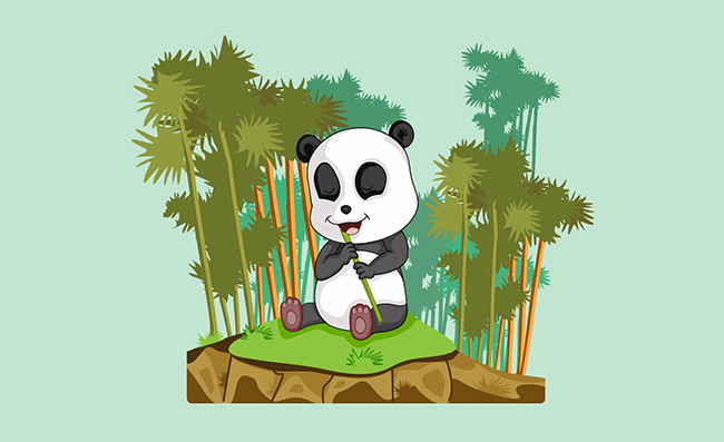 吃竹子的熊猫动物素材